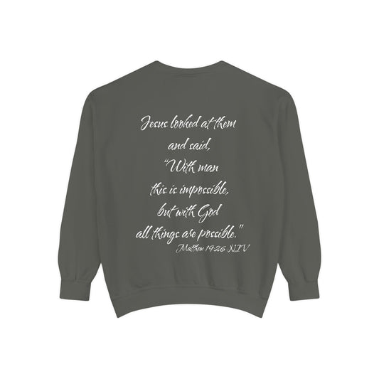 Matthew 19:26 NIV Sweatshirt